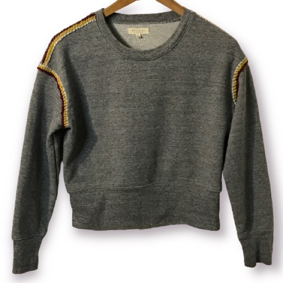 Madewell Tops - MILE(S) BY MADEWELL GREY CROPPED SWEATER WITH DECORATIVE KNIT ON SHOULDERS